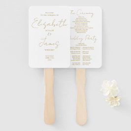Leque Programa de Casamento de Script Minimalista Dourad