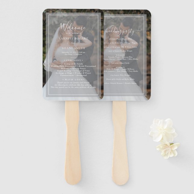 Leque Programa de Casamento de Sobreposição de Fotos do  (Frente e Verso)