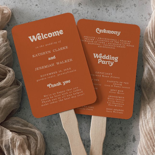 Leque Programa de Casamento de Terracota Simples Formal (Criador carregado)