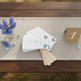 Leque Programa de Casamento de Tulipas Azul Delft