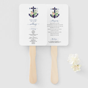 Leque Programa de Casamento de Verão Floral Náutico Ânco