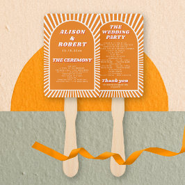 Leque Programa de casamento do bosque laranja e raios so