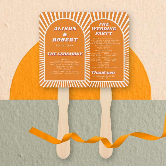 Leque Programa de casamento do bosque laranja e raios so (Criador carregado)