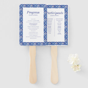 Leque Programa de Casamento do Mediterrâneo Branco Azul 