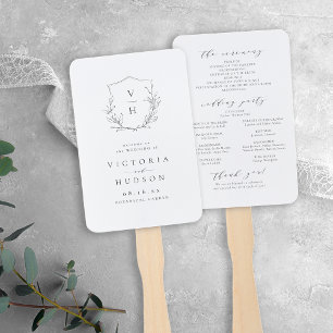 Leque Programa de casamento do monograma da crista botân