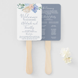 Leque Programa de Casamento Dusty Blue Florals