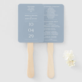 Leque Programa de Casamento Dusty Blue para Data Especia