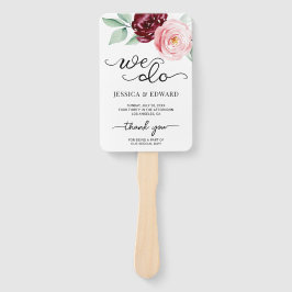 Leque Programa de Casamento Elegante com Flores Vermelha