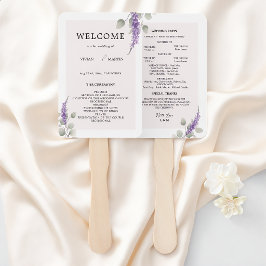 Leque Programa de Casamento Elegante com Folhas de Eucal