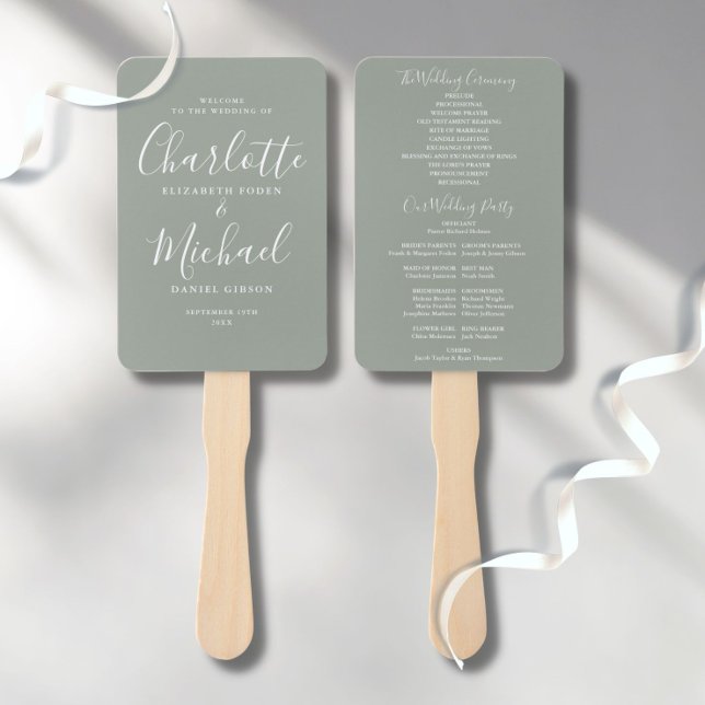 Leque Programa de Casamento Elegante com Letra Moderna (Criador carregado)