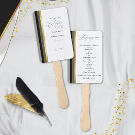 Leque Programa de Casamento Elegante com Listras Pretas 