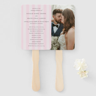 Leque Programa de Casamento Elegante com Listras Rosa Mo