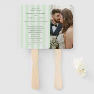 Leque Programa de Casamento Elegante com Listras Verdes