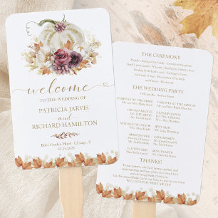 Leque Programa de Casamento Elegante de Abóbora Branca d