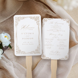 Leque Programa de Casamento Elegante de Frame Vintage Ne