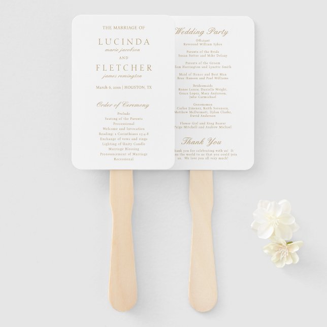 Leque Programa de Casamento Elegante Dinheiro Antigo Dou (Frente e Verso)