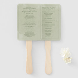Leque Programa de Casamento Elegante em Aquarela Verde