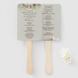 Leque Programa de Casamento Elegante em Script Beige de