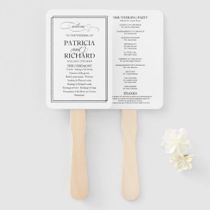 Leque Programa de Casamento Elegante Letra Preta