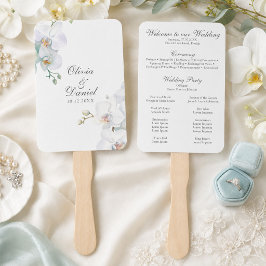 Leque Programa de Casamento Elegante Moderno com Orquíde