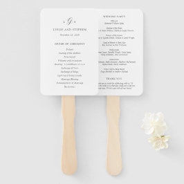 Leque Programa de Casamento Elegante Preto e Branco Atem