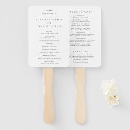 Leque Programa de Casamento Elegante Preto e Branco Atem