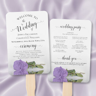Leque Programa de Casamento Elegante Rosa lavanda Roxo