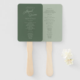 Leque Programa de Casamento Elegante Verde Floresta