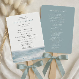 Leque Programa de Casamento em Aquarela de Maré Baixa Co