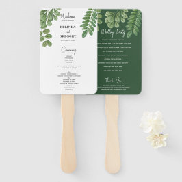 Leque Programa de Casamento em Aquarela Verde Esmeralda