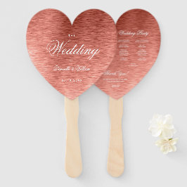 Leque Programa de Casamento em Caligrafia Rosa Dourado