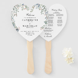 Leque Programa de Casamento em Cascata Floral Elegante