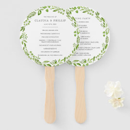 Leque Programa de Casamento em Coroa de Oliveira Verde R