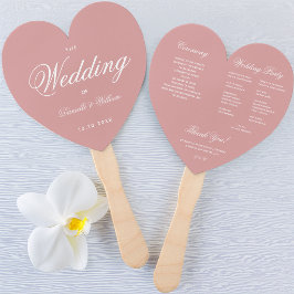 Leque Programa de Casamento em Forma de Coração em Scrip