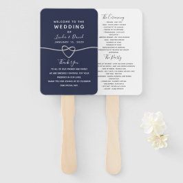 Leque Programa de Casamento em Letra Azul-Marinho