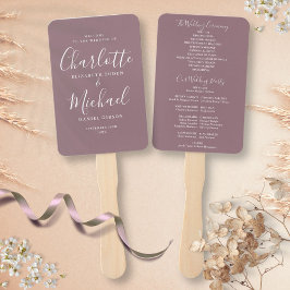 Leque Programa de Casamento em Letra de Cursiva Mauve Si