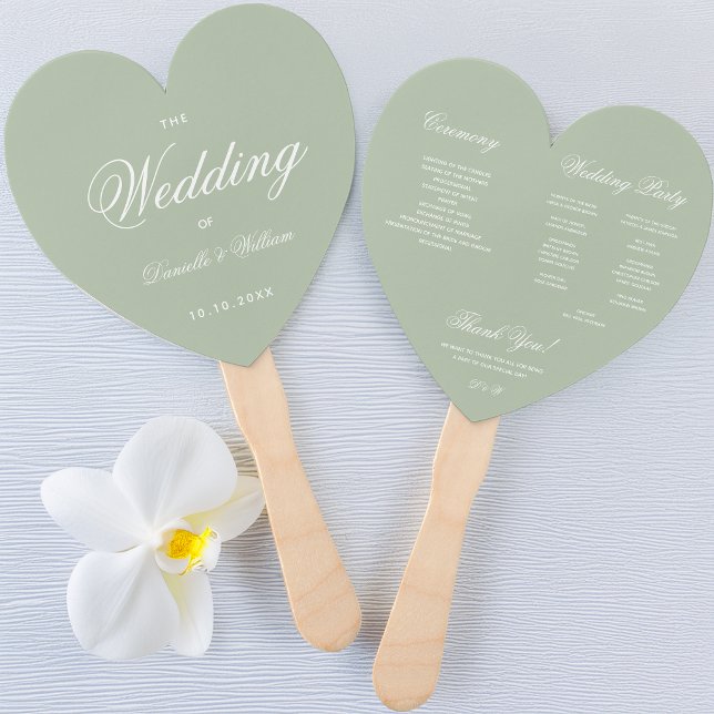 Leque Programa de Casamento em Letra Elegante Coração Ve (Criador carregado)