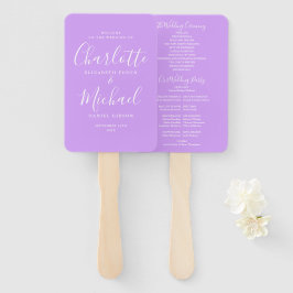 Leque Programa de Casamento em Letra Lavanda Orquídea Li