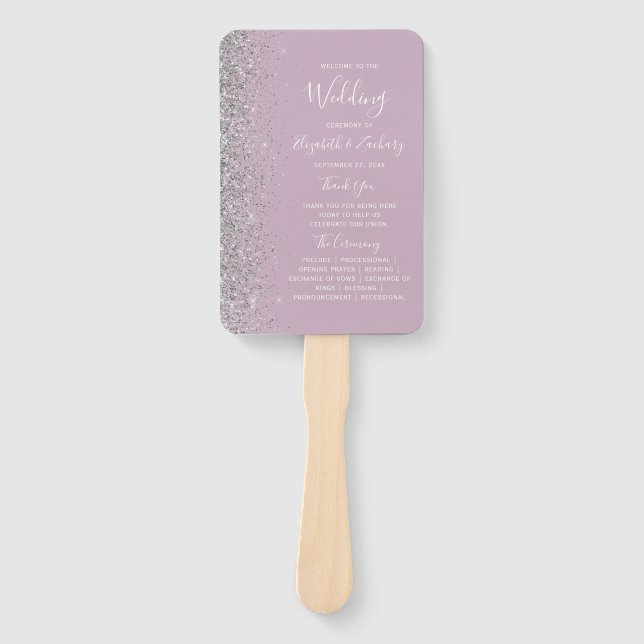 Leque Programa de Casamento em Lilás Roxo Púrpura com Br (Frente)