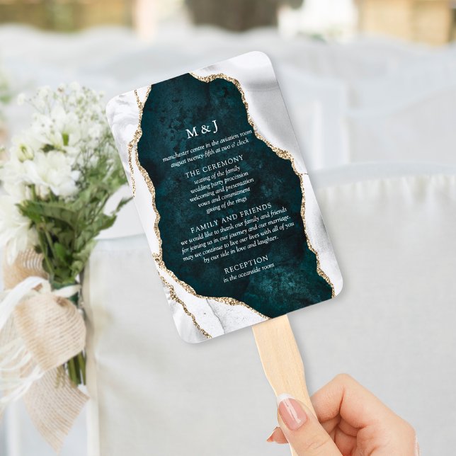 Leque Programa de Casamento em Mármore Verde-azulado, Ág (Criador carregado)