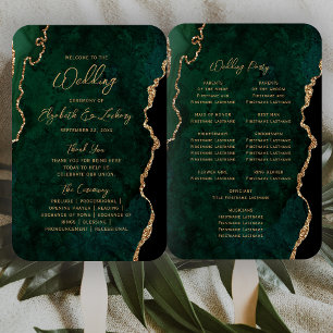 Leque Programa de Casamento Emerald Green Gold Ágata Scr