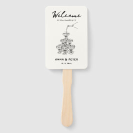 Leque Programa de Casamento Engraçado com Champanhe, ilu