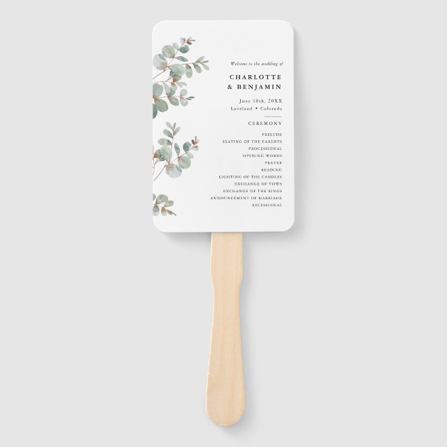 Leque Programa de Casamento Eucalipto (Frente)