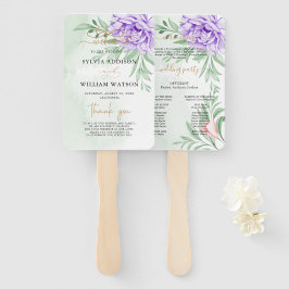 Leque Programa de Casamento Eucalyptus Boho Floral Rosa