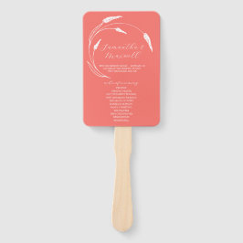 Leque Programa de Casamento Fan Peach Line Art