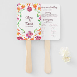 Leque Programa de Casamento Fiesta Floral Mexicana Color