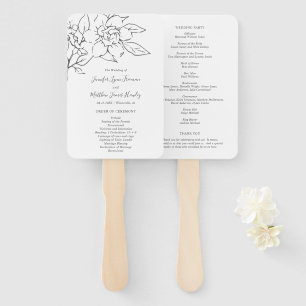 Leque Programa de Casamento Floral Artístico Linha Neutr