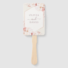 Leque Programa de Casamento Floral Bege Boho e Rosa Blus