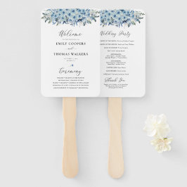 Leque Programa de Casamento Floral Blue Boho