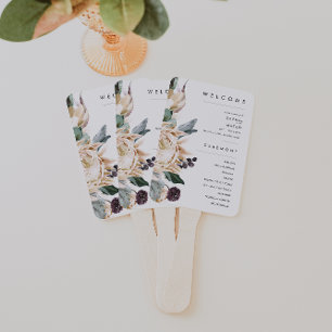 Leque Programa de Casamento Floral Branco